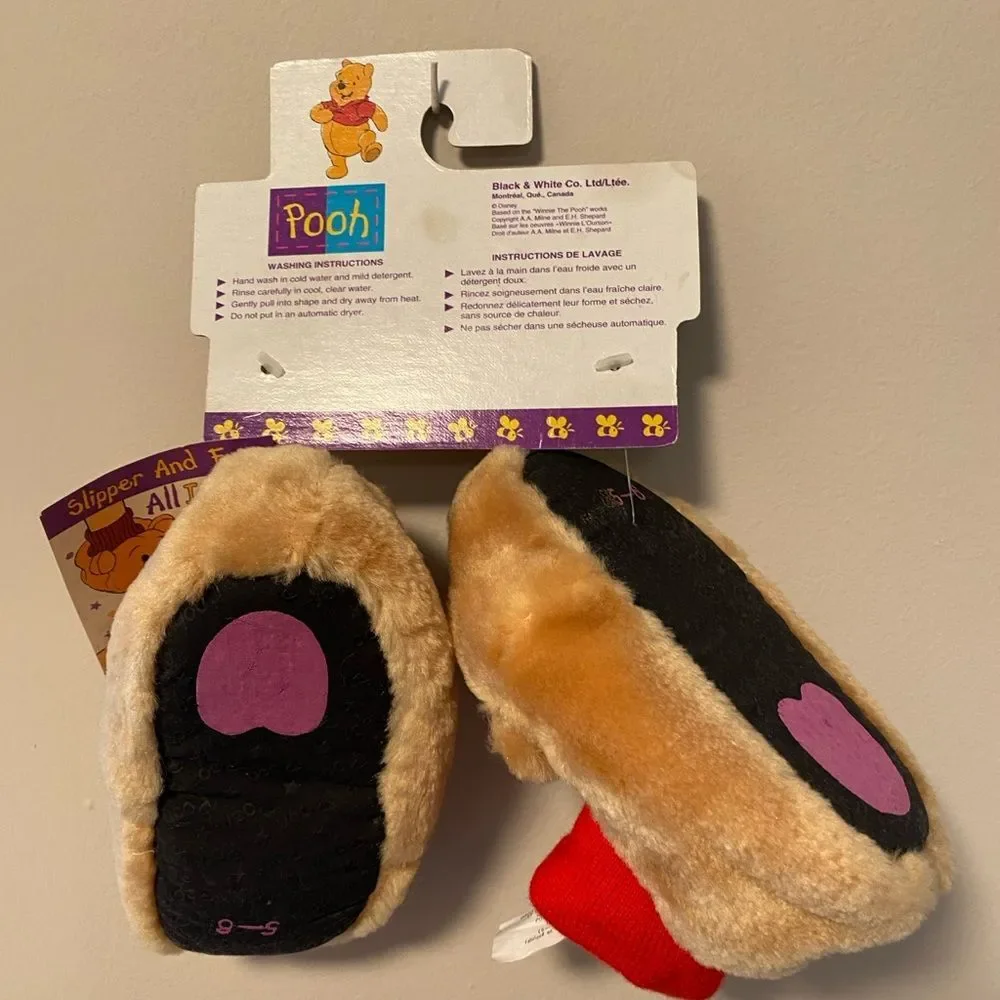 Vintage Y2K Disney Character Pooh Bear Slipper Baby Toddler Shoes NWT